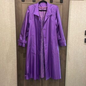 Deep Royal Purple Long Rain/Trench Coat Sz 10P  #1448